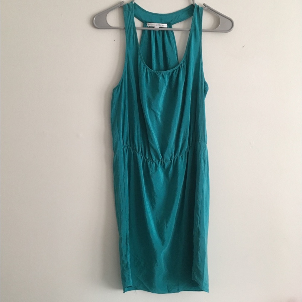 Amanda Uprichard teal silk tank dress medium